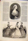 Original Old Antique Print Bust Hrh Wales Wood Paris Fashion 1864 19th