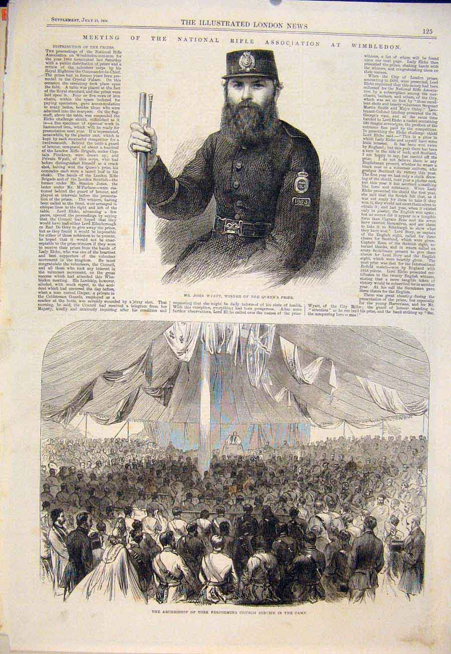 Original Old Antique Print Portrait Wyatt York Archbishop Church 1864 Victorian
