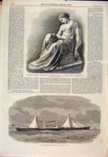 Original Old Antique Print Leifchild Sculpture Topless Breast Greek Clyde 1864