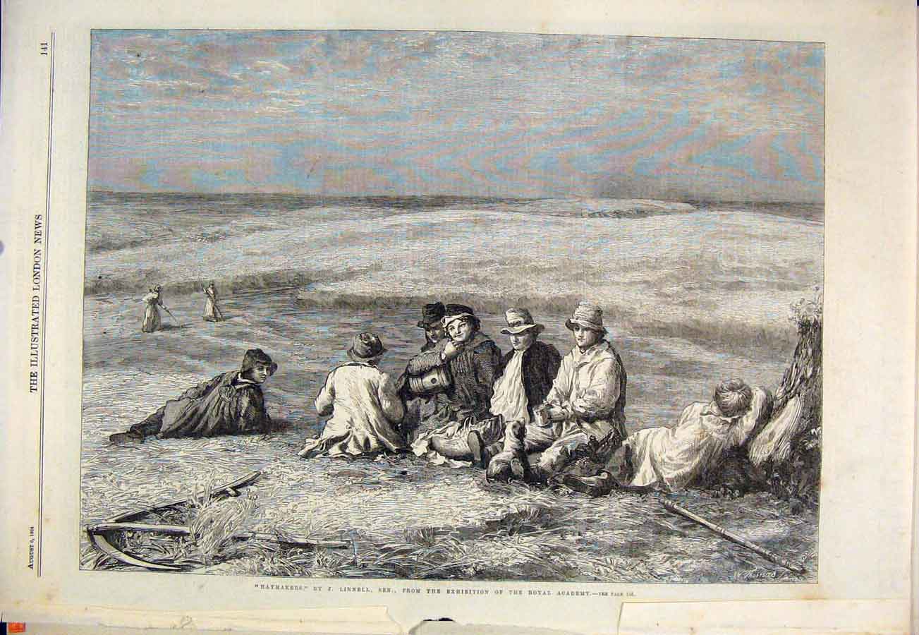 Old Antique Print Haymakers Hay Farm Linnell Royal Academy Fine Art 1864 19th