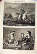 Original Old Antique Print Beasis Painting Royal Gougere Paris Exhibition 1864