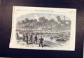 Old Antique Print Cheshire Volunteer Roodee River Pontoon Bridge Dee 1864 19th