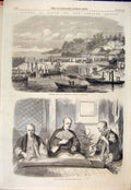 Original Old Antique Print Japan Japanese Hms Conqueror Yokohama Musicians 1864