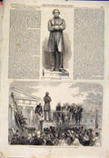 Original Old Antique Print Statue Lewis Hereford Palmerston 1864 19th