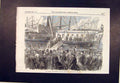 Original Old Antique Print Elsinore Prince Princess Wales Ship Royal 1864 19th