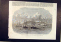 Old Antique Print Cape Coast Castle Troops Ashantee War Ship Fleet 1864 19th
