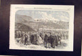 Original Old Antique Print Llanberis Railway Carnarvon Wales Turf 1864 19th