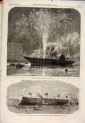 Original Old Antique Print Royal Yacht Prince Princess Wales Clyde Osbourne 1864