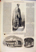 Original Old Antique Print Statue Prince Albert Salford Peel Park 1864 Victorian