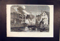 Original Old Antique Print Fire Dockhead Burmonsey London 1864 19th