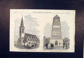 Original Old Antique Print Church St Leonards-On-Sea Monument Magenta 1864 19th