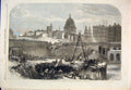 Original Old Antique Print Metropolitan Extension Railway Smithfield 1864 19th