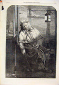 Original Old Antique Print Light Days Lucas Man Fine Art 1864 19th