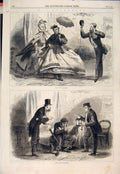 Original Old Antique Print Christmas Charade Games Syllable Charades Hunt 1864