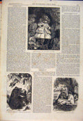 Original Old Antique Print Sketches Bear Children Yachtsmen 1864 19th
