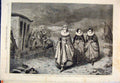 Original Old Antique Print Queens Highway Queen Hayllar Coach 1864 Victorian