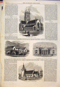 Original Old Antique Print Clapham Church Sussex New Zealand Wellington 1864