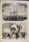 Old Antique Print Wimbledon Theatre College Festival Crystal Palace 1865 19th