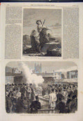 Original Old Antique Print Pilgrims Rome Lehmann Wetminster Gale Gunpowder 1865