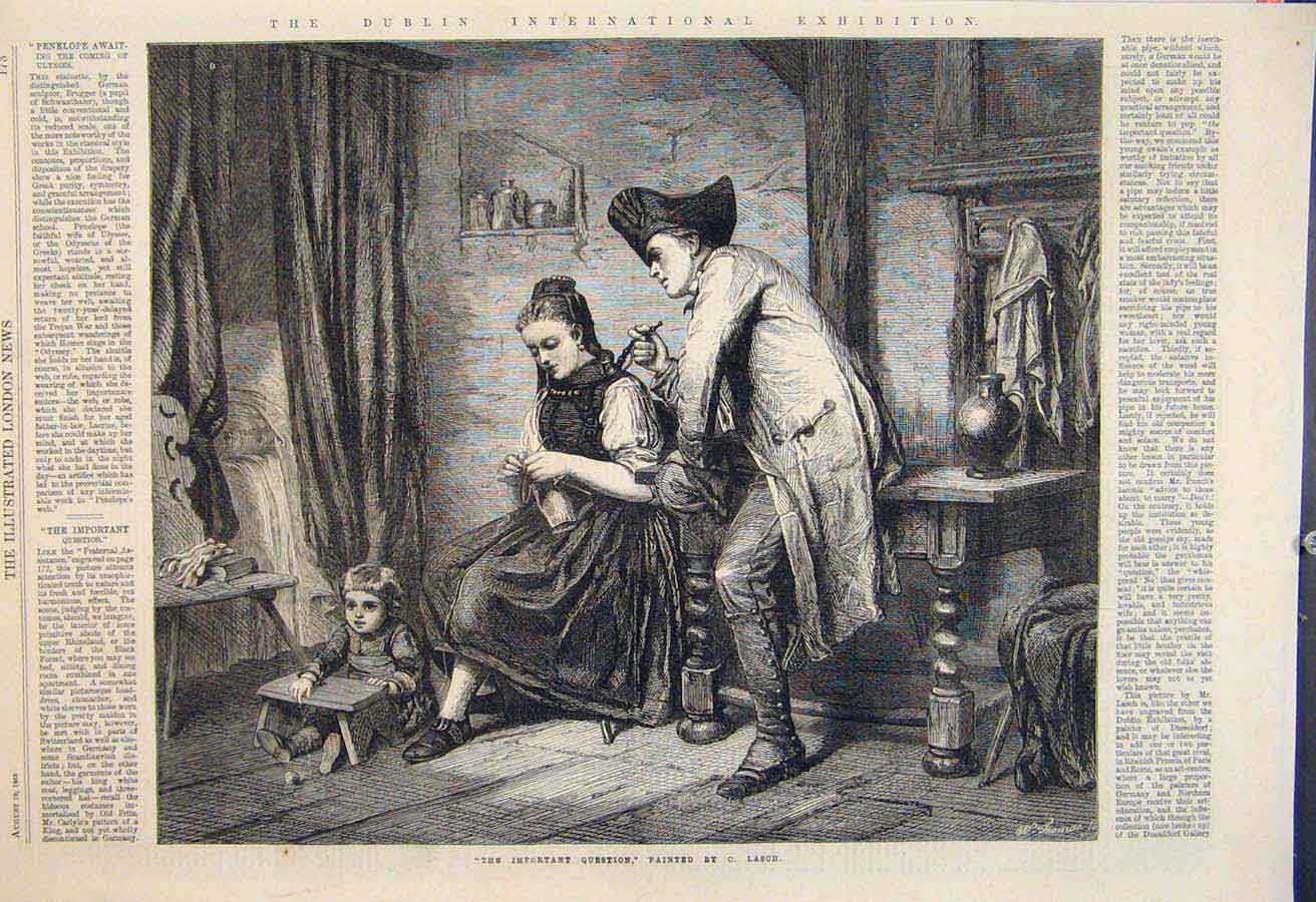 Original Old Antique Print Dublin Ireland International Exhibition Lasch 1865