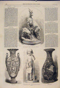 Original Old Antique Print Dublin Interantional Exhibition Ireland Marble Vase