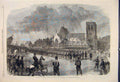 Original Old Antique Print Review French Troops Place Napoleon Cherbourg 1865