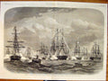 Original Old Antique Print British Squadron Harbour Emperor Fete 1865 Victorian