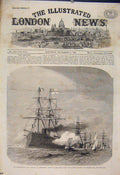 Original Old Antique Print Naval Festival Portsmouth French Fleet Solferino 1865