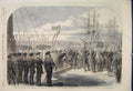 Original Old Antique Print Naval Festival Portsmouth French Admiral Seymour 1865