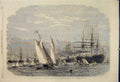 Original Old Antique Print Naval Festival Portsmouth French Fleet Spithead 1865