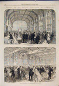 Original Old Antique Print British Association Birmingham Soiree Townhall 1865