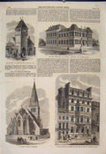 Original Old Antique Print Margate Vestry Hall Newington Church Nottingham Civil