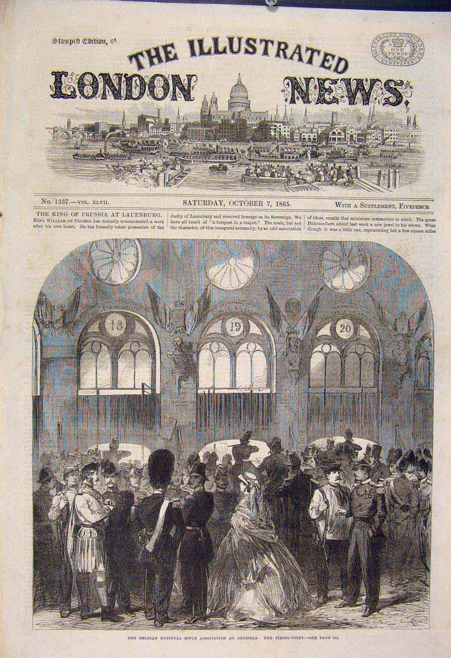 Original Old Antique Print Belgien National Rifle Association Brusssels Germany