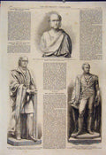 Old Antique Print Bust Statue Bunning Architect Wilson Minister M'Grigor