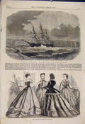 Original Old Antique Print Amoor Ship Catwater Plymouth Emigrant Paris Fashions