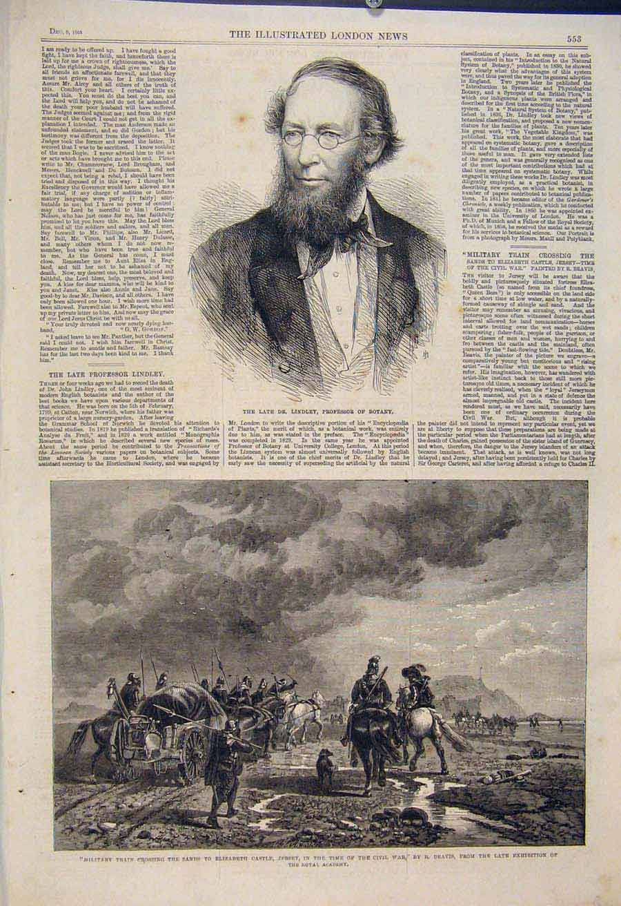 Old Antique Print Portrait Lindley Botany Militray Train Civil War Beavis
