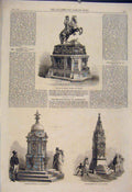 Original Old Antique Print Statue Eugene Vienna Fountain Southampton Barbadoes