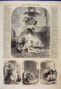 Original Old Antique Print Christmas Mistletoe Hunt Papa Story Sketch Robinson