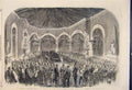 Original Old Antique Print Funeral King Belgians Brussels Torchlight 1865 19th