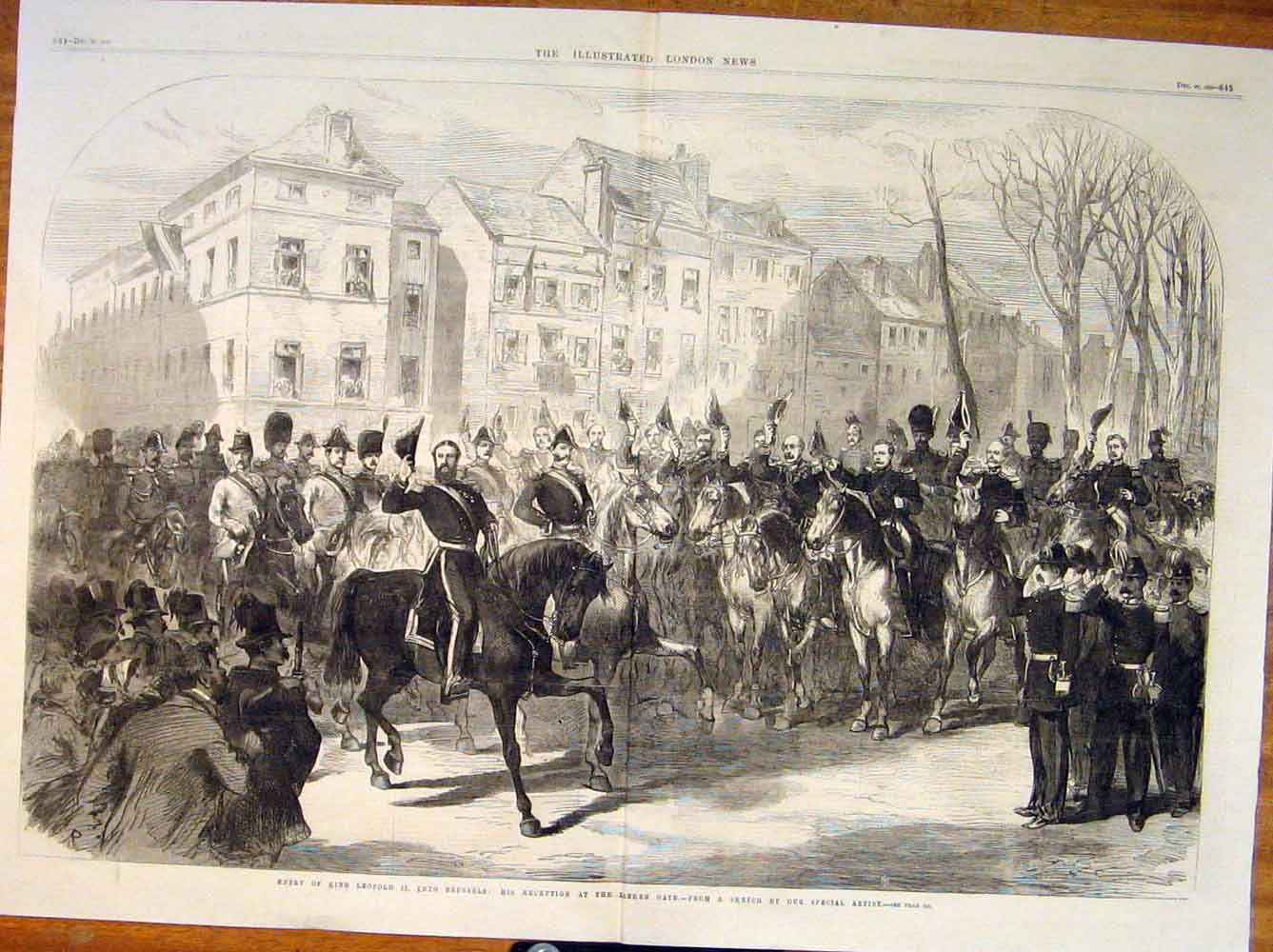 Original Old Antique Print LeopBrussels Laeken Gate Germany 1865 19th