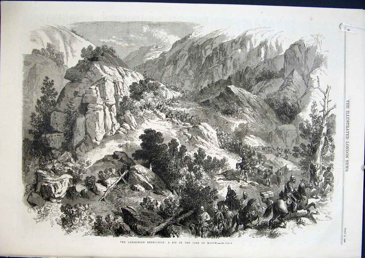 Old Antique Print Abyssinian Expedition Dongolo Church Durham Bust Queen