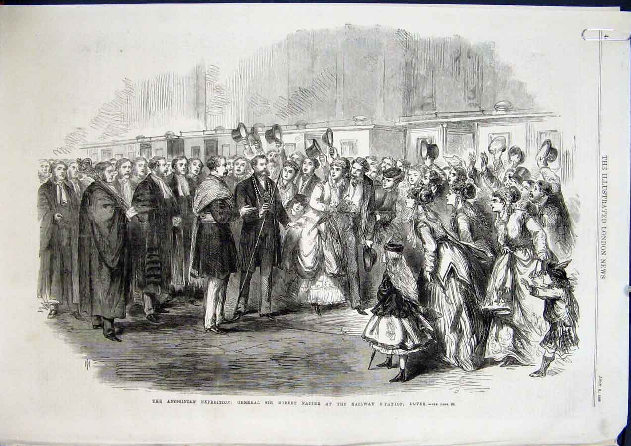 Old Antique Print Abyssinian Expedition Napier Railway Station Dover 1868 19th