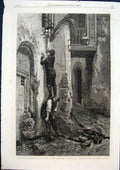 Original Old Antique Print Woms French Flemish Pall Mall Love Fine Art 1868 19th