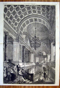 Original Old Antique Print Staircase Foreign Office London Westminster 1868