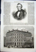 Old Antique Print Portrait Lover Lombard Street London Buildings Offices