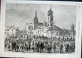 Original Old Antique Print Middlesborough-On-Tees Market Arthur Middlesborough