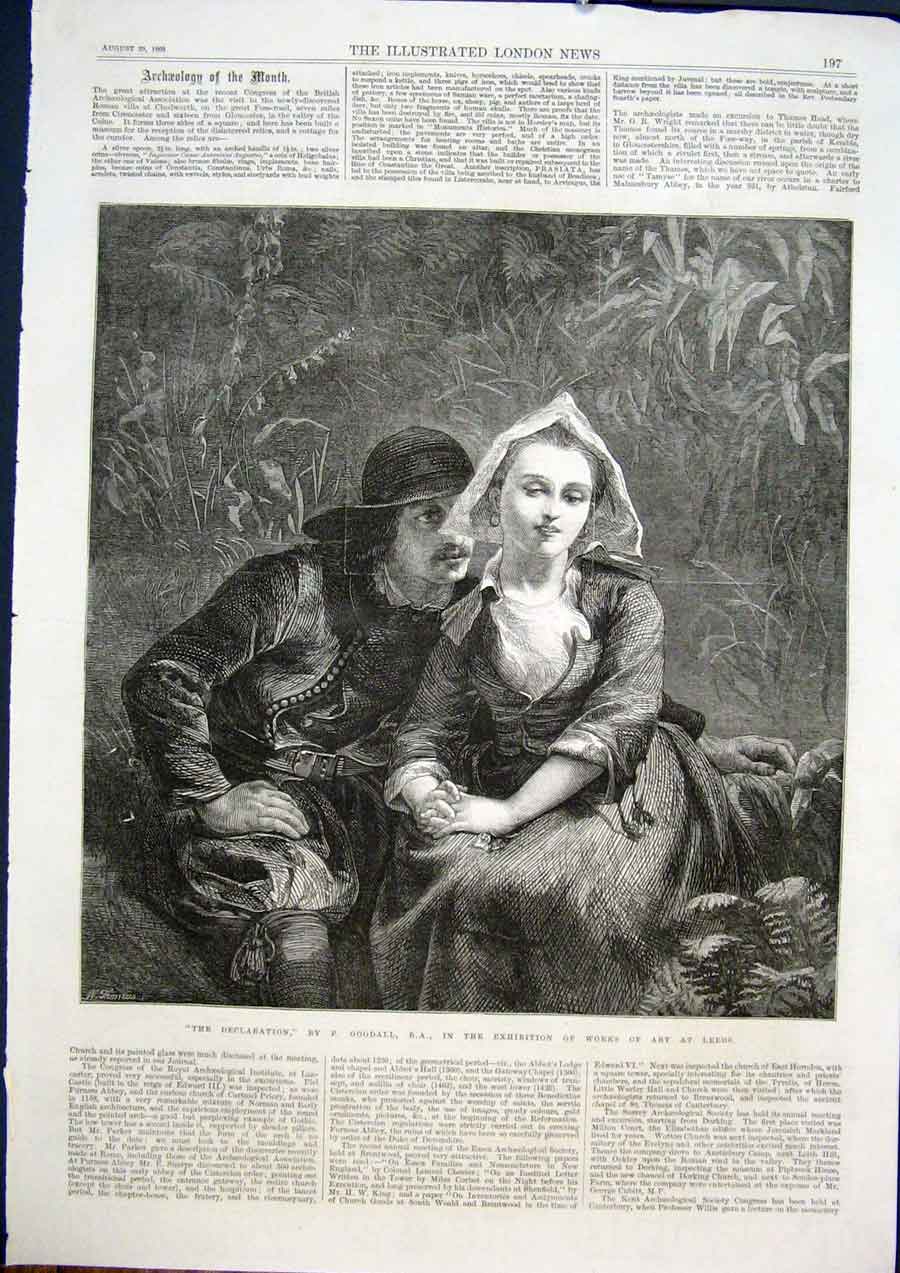 Old Antique Print Declaration Goodall Leeds Art Exhibition Fine Art 1868 19th