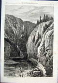 Original Old Antique Print Defile Bute Inlet British Columbia River 1868 19th