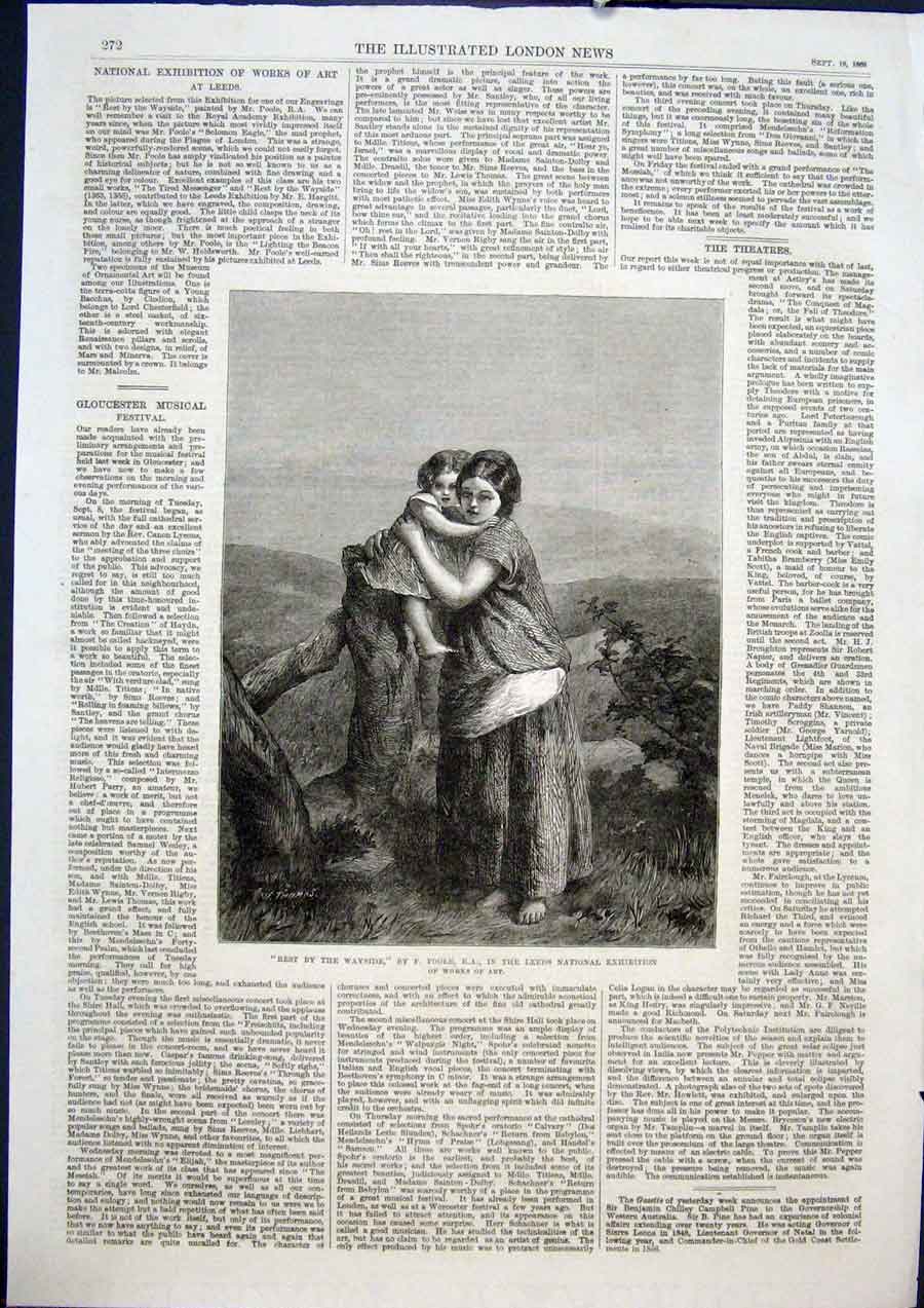 Original Old Antique Print Rest Wayside Poole Leeds Exhibition Fine Art 1868