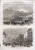 Old Antique Print Marquis Bute Cooper'S Fields Cardiff Crockherbtown Arch